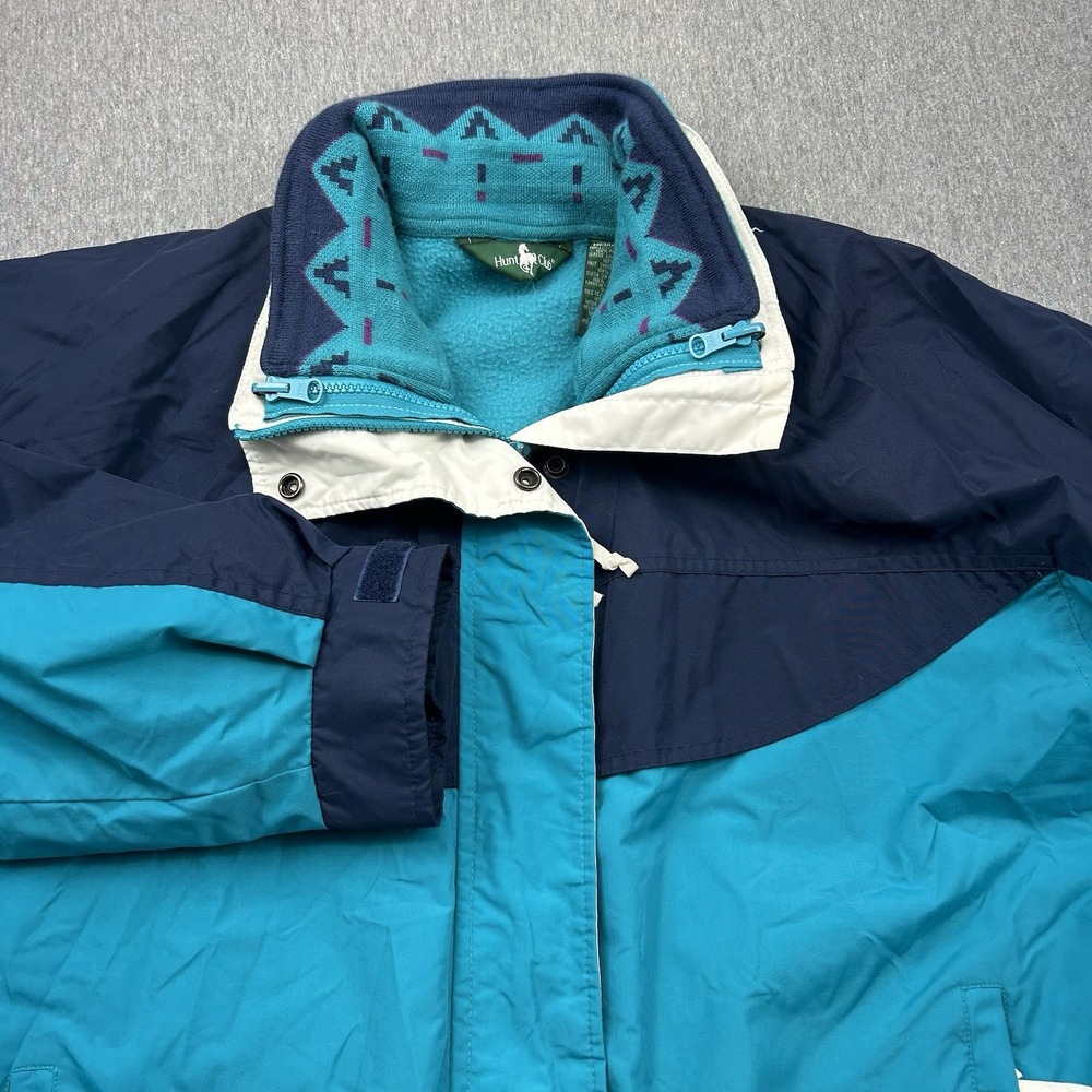 Hunt Club 3 In 1 Ski Jacket Womens Medium Blue Teal White Fleece Full Zip Coat
